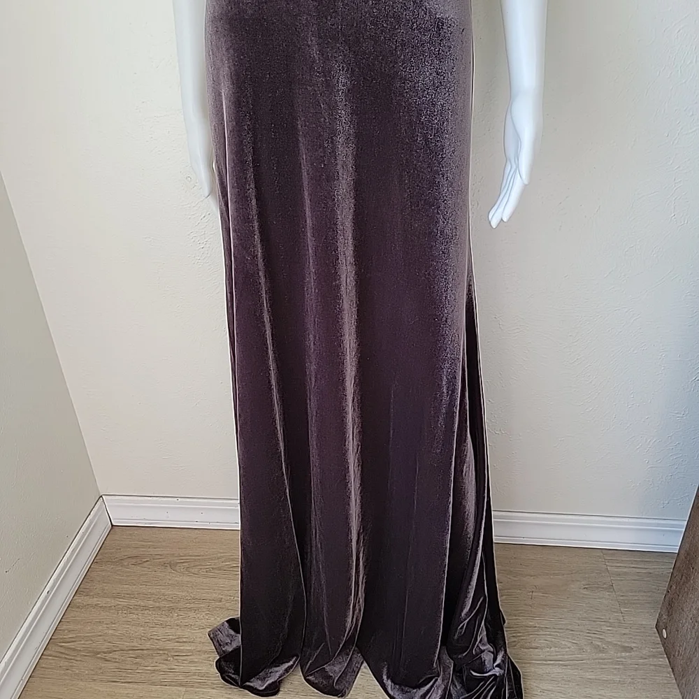 Jenny Yoo Velvet Maxi Dress in Deep Purple - Picture 4 of 9